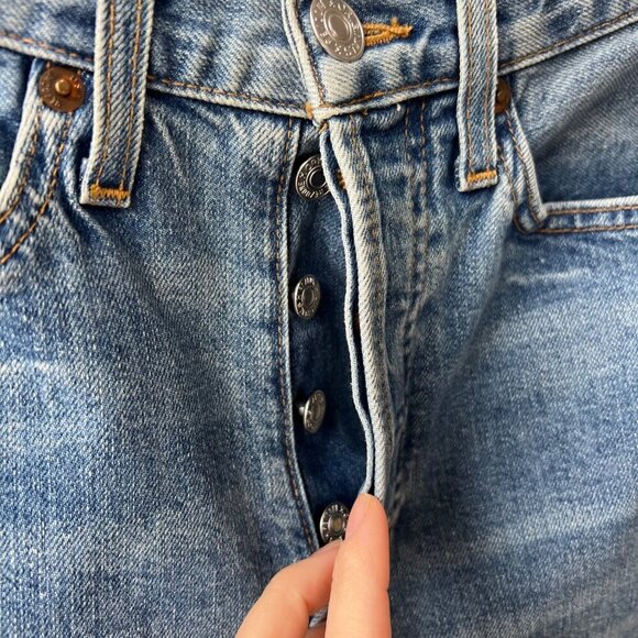 Re/done High rise ankle crop jeans, medium blue, Size 26, L69 - Picture 7 of 13